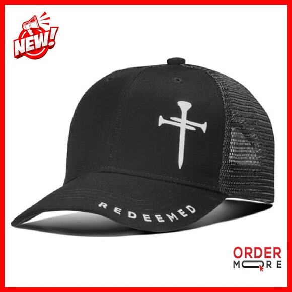 Adjustable Mesh Baseball Cap with Embroidered Cross Design, Gift Box Included main image 4